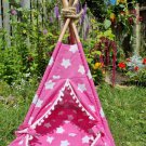 Pink Rabbit Teepee White Stars Print Teepee wigwam tent