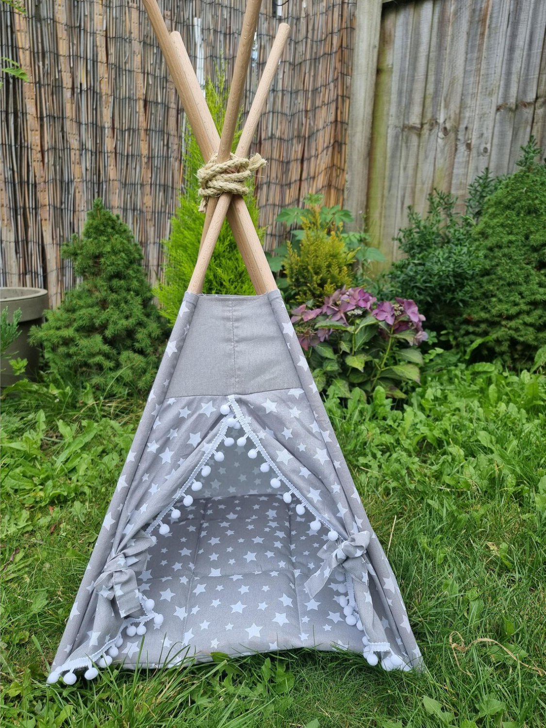 Grey Rabbit Teepee Stars Grey Top Print Teepee wigwam tent