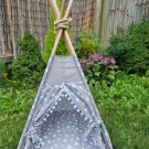 Grey Rabbit Teepee Stars Grey Top Print Teepee wigwam tent