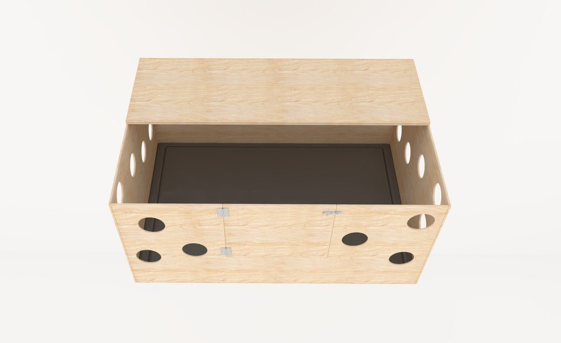 Rectangular Wooden Whelping Weaning Box for Dogs with Holes