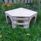 Small animal corner play tunnel shelter with built in hay rack exercise