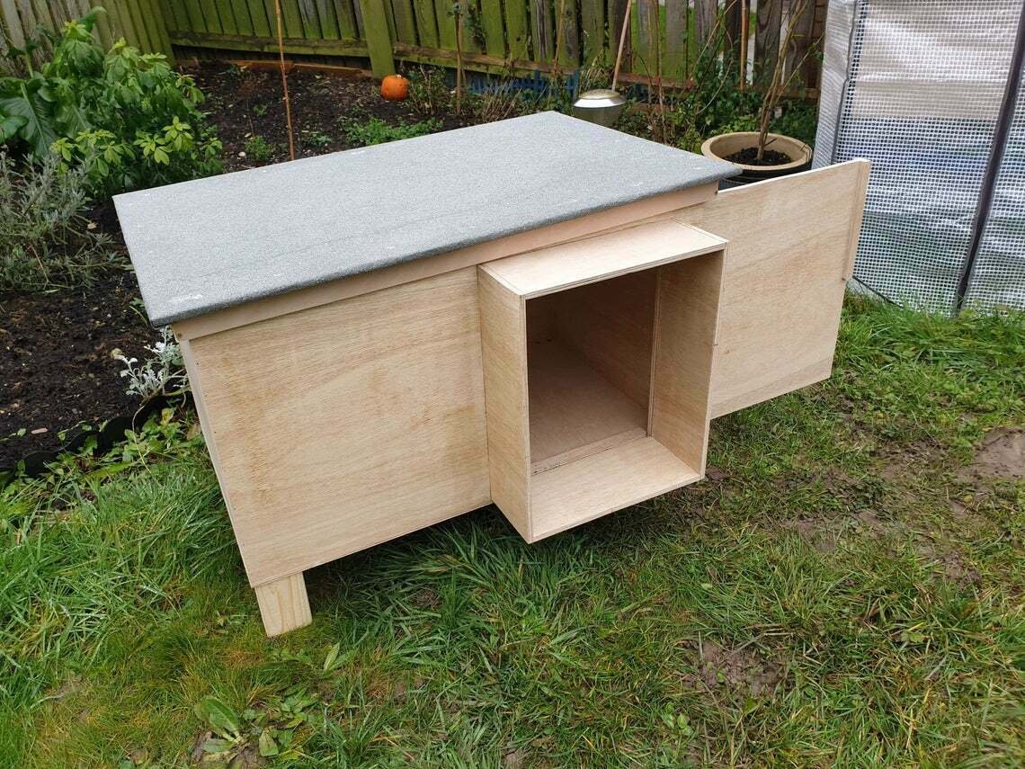 Rabbit hutch for cage run small animal house sliding doors with lock