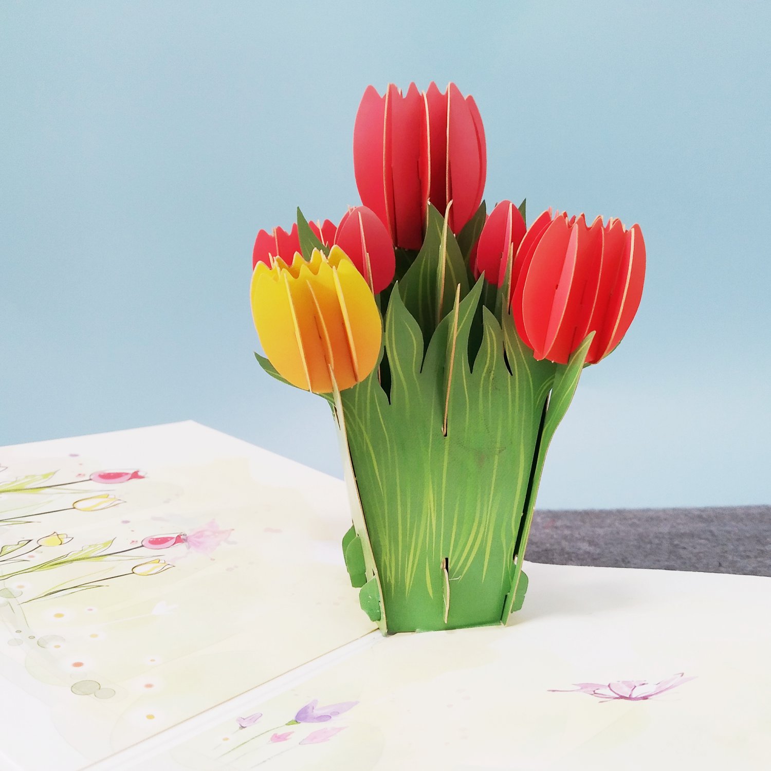 Tulip, 3D Pop-up card, 3D greeting card, Pop out card, Paper craft, 3D ...