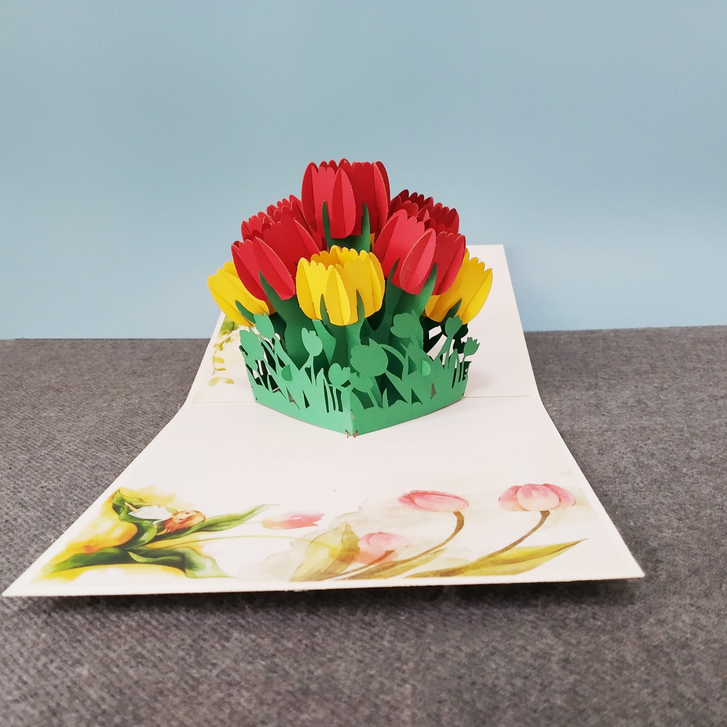 A Bunch of Tulip, 3D Pop-up card, 3D greeting card, Pop out card, Paper ...