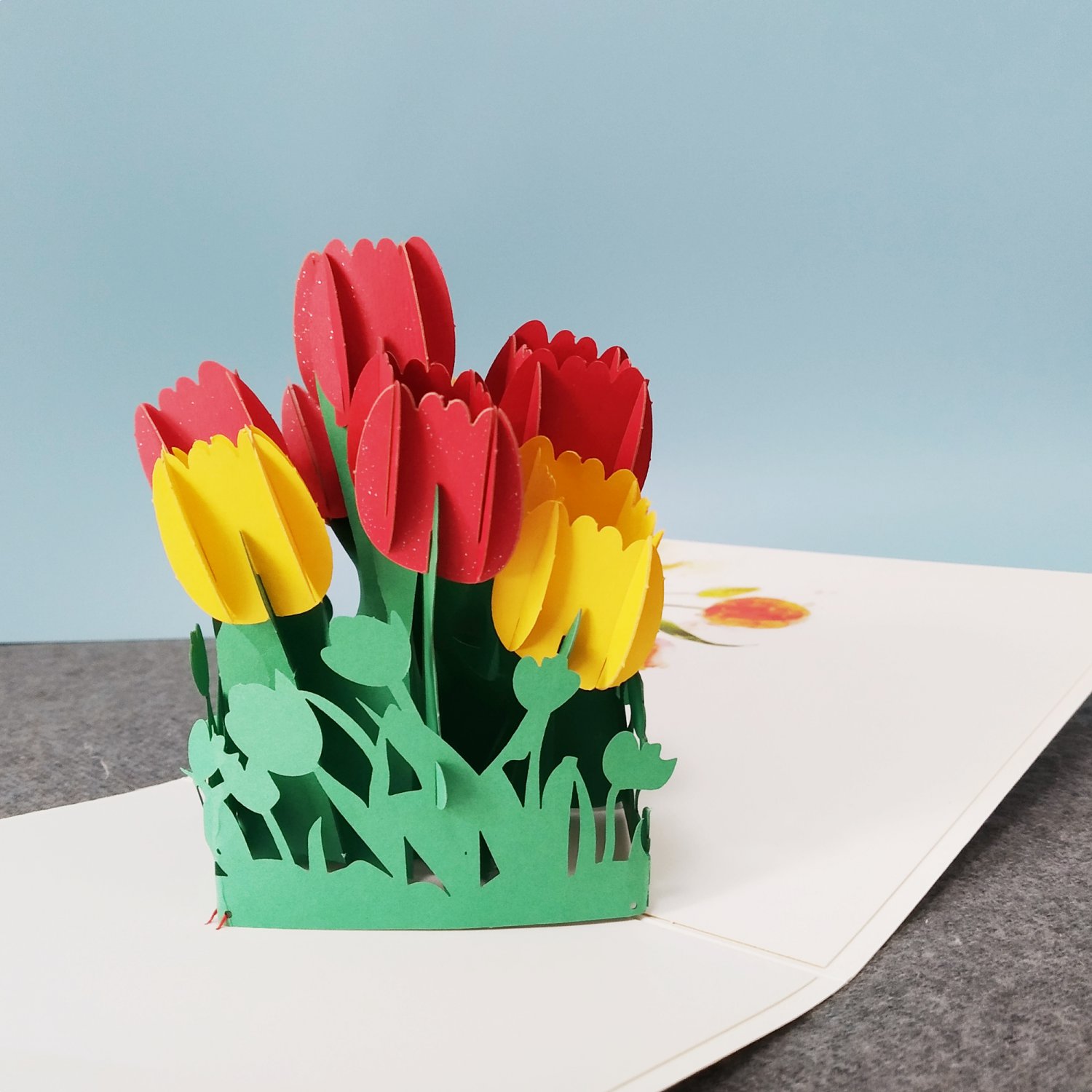 A Bunch Of Tulip, 3d Pop-up Card, 3d Greeting Card, Pop Out Card, Paper 