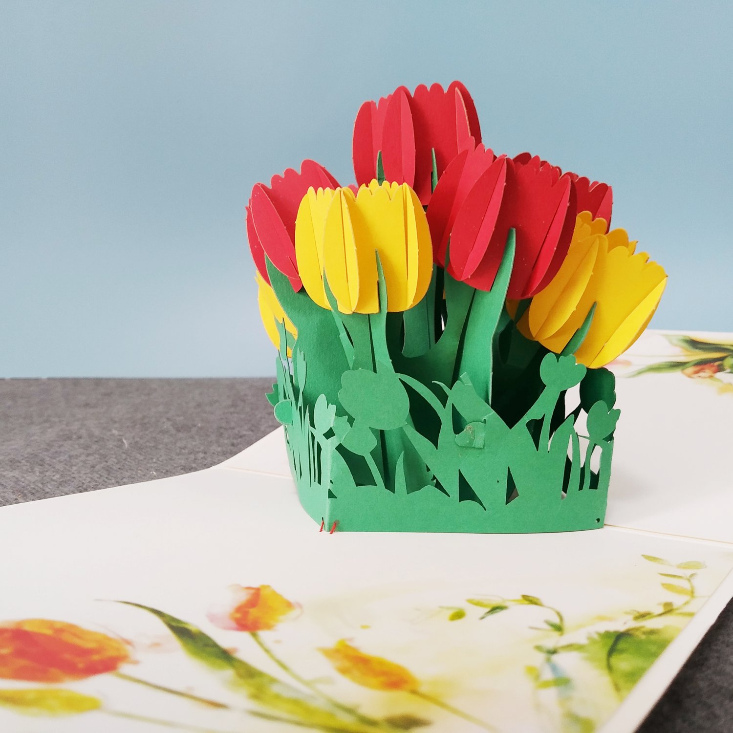 A Bunch of Tulip, 3D Pop-up card, 3D greeting card, Pop out card, Paper ...