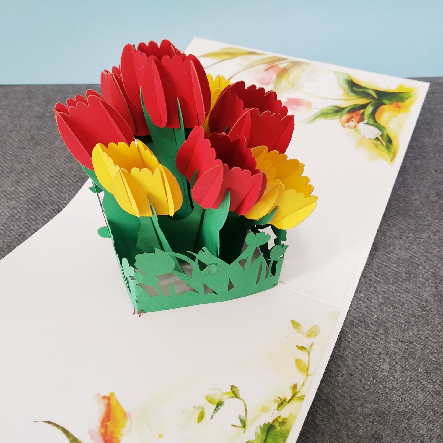 A Bunch of Tulip, 3D Pop-up card, 3D greeting card, Pop out card, Paper ...