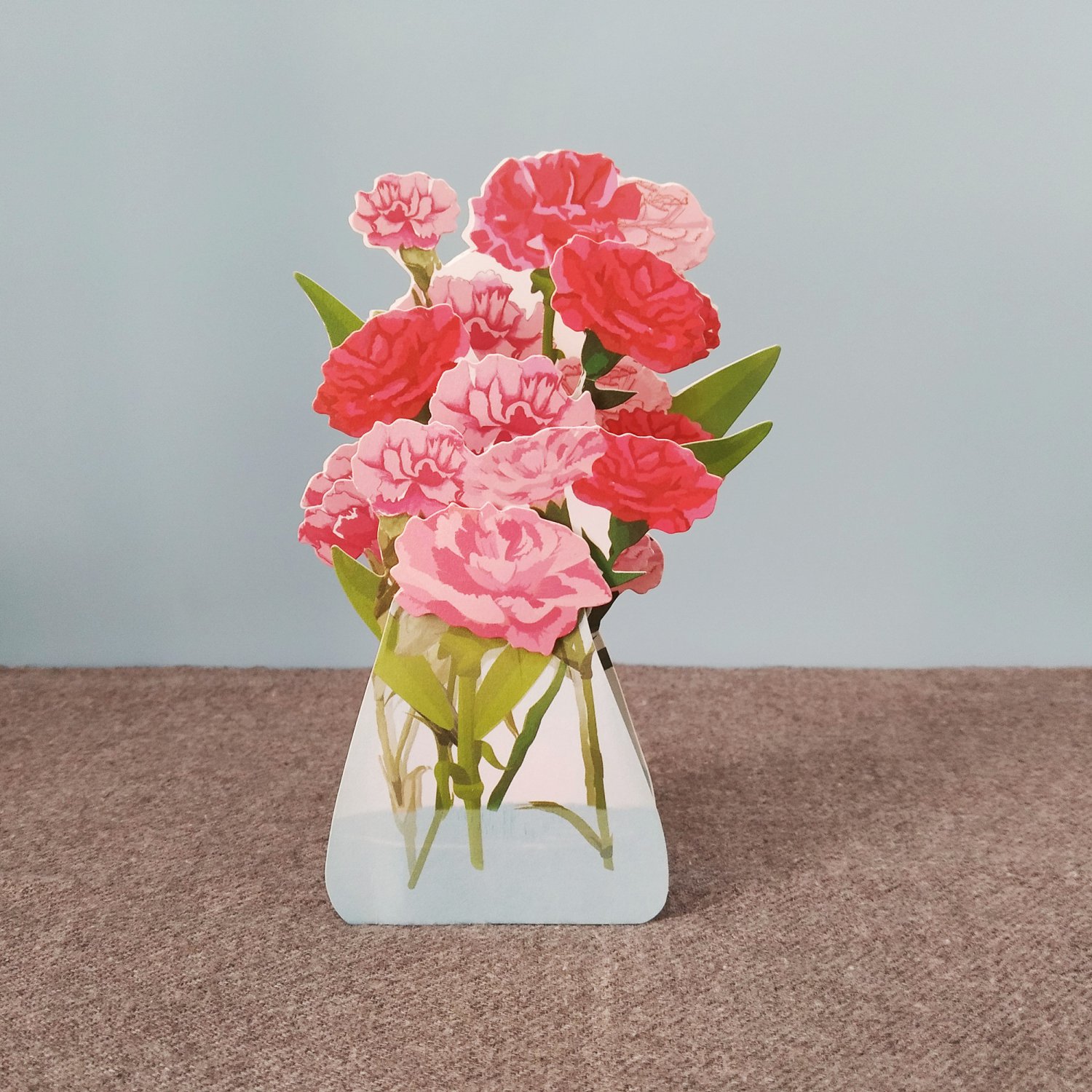 Carnation In Vase, 3d Pop-up Card, 3d Greeting Card, Pop Out Card 