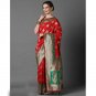 Red Wedding Designer Traditional Banarasi Katan Silk Saree Indian Pakistani Sari