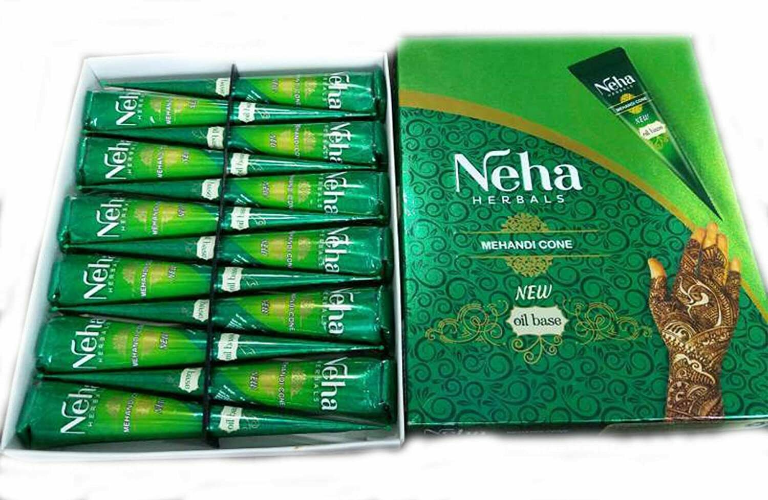 Neha Oil Based Henna Mehandi Cones Temporary Tattoo Ink, 12 Mehandi Cones