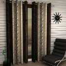 Abstract Polyester Brown Color Door Curtain Set With Eyelet, 7ft x  Set Of  2