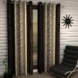 Abstract Polyester Brown Color Door Curtain Set With Eyelet, 7ft x  Set Of  2