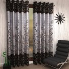 2 Piece Polyester Brown Eyelet Ringtop Door Window Curtains Set, 5 Ft & 7 Ft