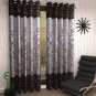 2 Piece Polyester Brown Eyelet Ringtop Door Window Curtains Set, 5 Ft & 7 Ft