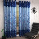 2 Piece Polyester Blue Eyelet Ring top Door Window Curtains Set, 5 Ft & 7 FT