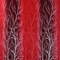 Red Polyester Tree Print Eyelet Ring Top Door Window Curtains, 5 & 7 FT x 2 Set