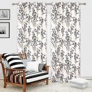 2 Piece Leaves Printed Polyester Eyelet Top Door Window Curtains Set, 5 & 7 Feet