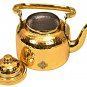 Hammered Designer Brass Tea Kettle Pot Inside Tin Lining, Serving Tea Coffee, 1300 ml