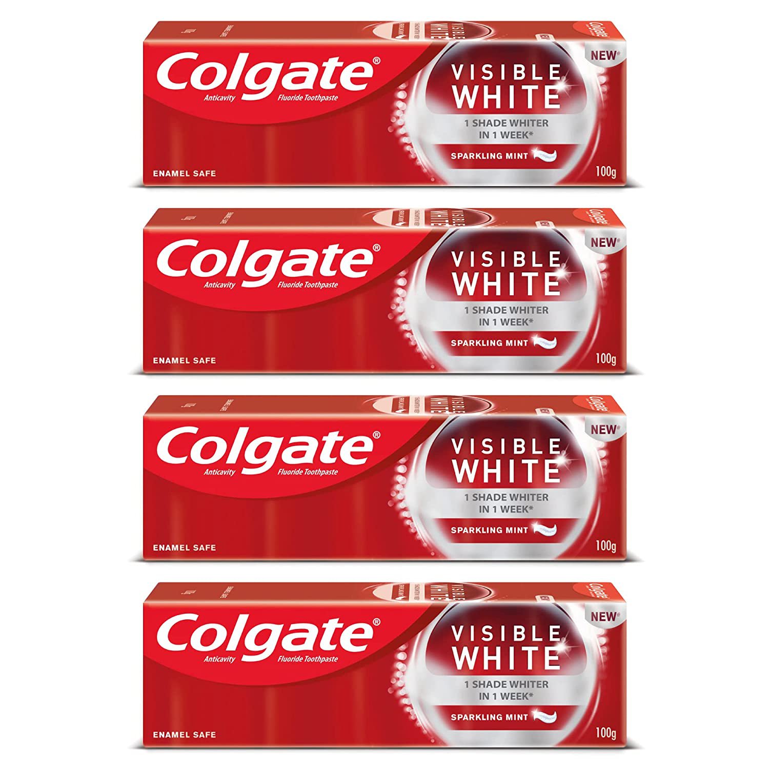 Colgate Visible White Teeth Whitening Toothpaste, Stain Removal,100g x 4 Pack