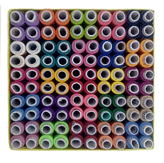 100 PCS Assorted Colorful Polyester Sewing Thread Spools Set  Box