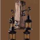 Industrial Vintage Wooden Hanging Pendant Light Loft Lantern Chandelier 4 Lights Fixture