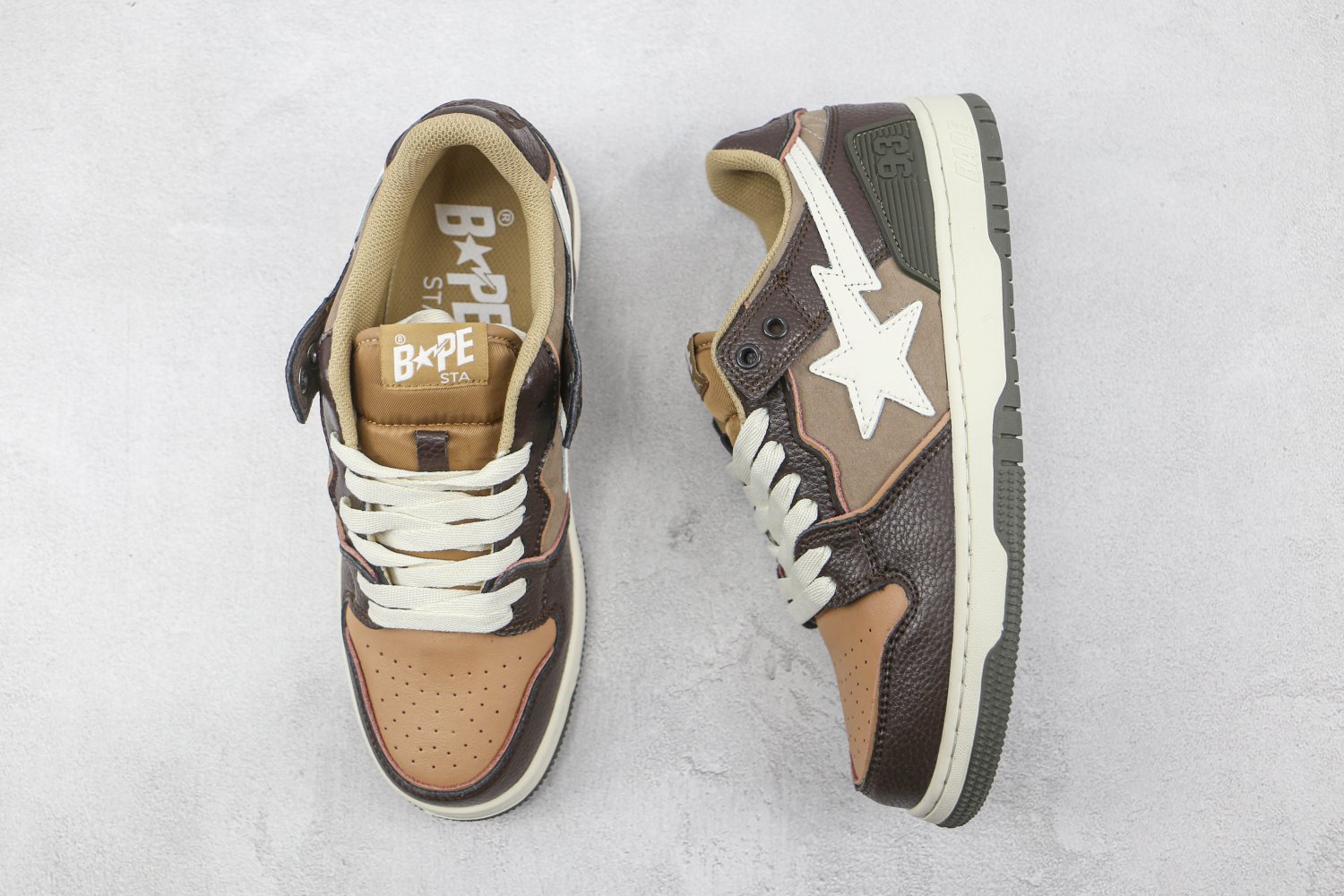bape sk8 brown ivory