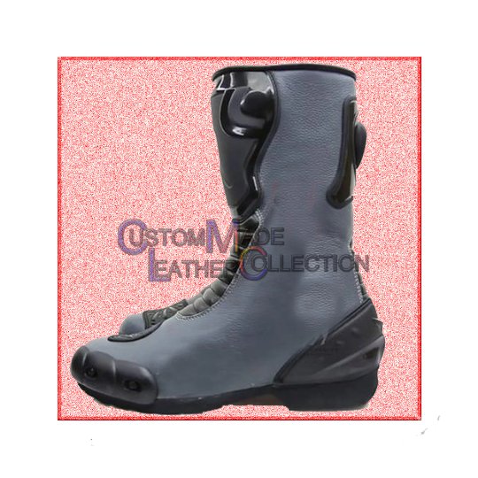 Deadpool Grey Motorbike Leather Racing Shoes / Biker Racing Boot
