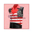 USA Flag Leather Motorcycle Vest for Men/Women USA Flag Leather Motorcycle Vest for Men/Women