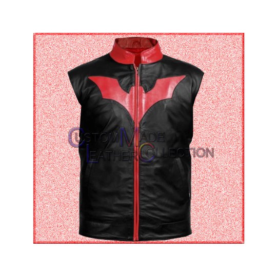 Batman Men Black Leather Vest