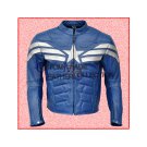 Captain America Blue Motorcycle Leather jacket/Biker Leather Jacket