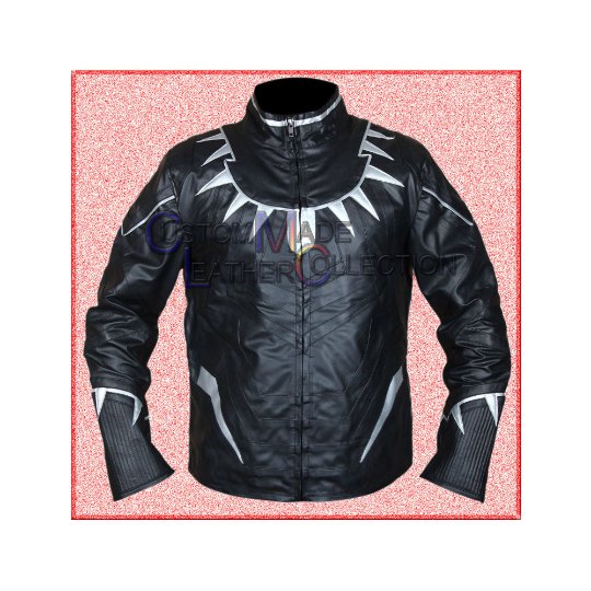 Black Panther Motorcycle Leather Jacket /Captain America Civil War Motorcycle Leather Jacket