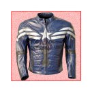 Captain America Stylish Blue Motorbike Leather Jacket/Biker Leather Jacket