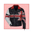 UNION FLAG British Flag Black Motorcycle Leather Jacket/Biker Leather Jacket