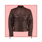 Daved BECKHAM Brown Quilted Retro Biker Jacket/Biker Leather Jacket