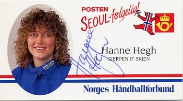 1988 Seoul Handball Silver HANNE HEGH Hand Signed Card
