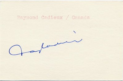1968 Grenoble Ice Hockey Bronze RAY CADIEUX Autograph 1980s