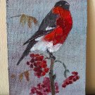 Christmas Birds original modern painting Small wall art 7x5 hand painted art