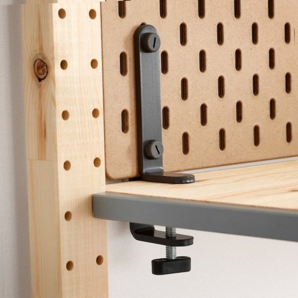 IKEA SKADIS Connector Steel Gray (2 Pack) Connect Pegboard to Desk 703.