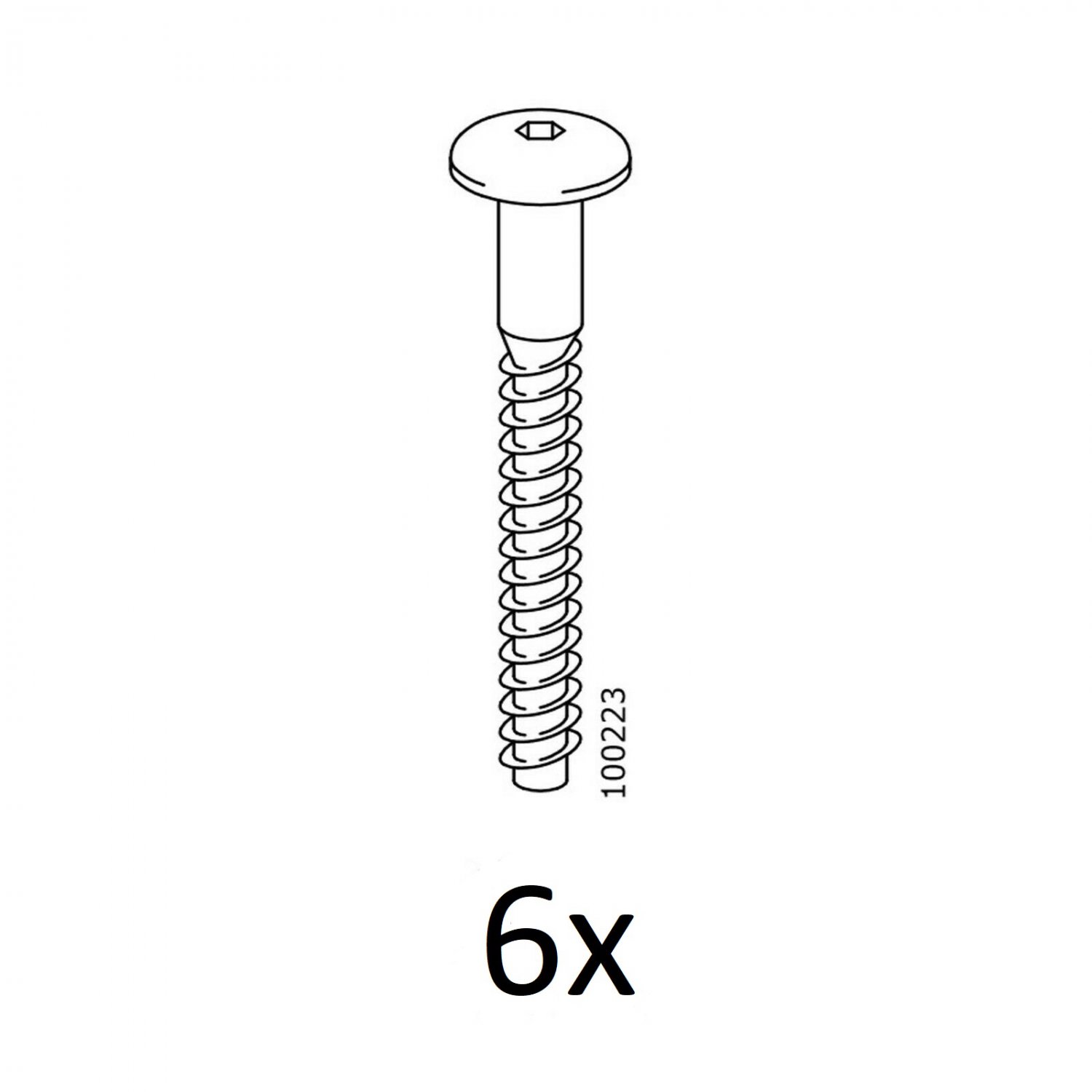 IKEA Screws (6 Pack) Part 100223 Replacement Hardware Fittings