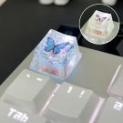 1Pc Blue Butterfly Resin Keycap, Butterfly Keycap for Mechanical Keyboards, Translucent Keycap Light