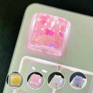 1Pc Pink Love Sequins Keycaps, Yellow Sparkling Translucent Love Keycaps, Purple Bubble Heart Keycap