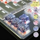 4Pcs Shiny and Luminous Gorgeous Translucent Keycaps, Blue Shiny Translucent Keycaps, Pink Radiant T