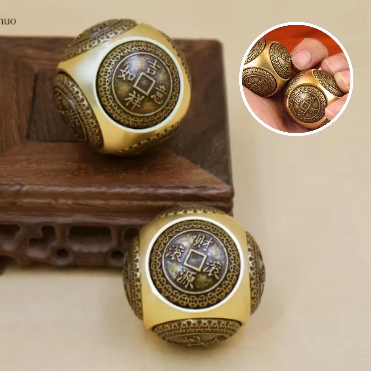 1Pc Copper Stress Relief Cube, Four Blessing Luck Money for Relaxation, Copper Decompression Cube fo