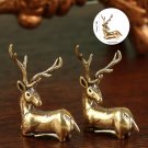 1Pc Brass Christmas Elk Figurine, Miniature Brass Elk Statue, Brass Elk Ornament for Christmas Gift
