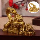 1Pc Miniature Feng Shui Snake Toad Statue, Retro Gold Snake Toad Figurine, Lucky Snake Toad Feng Shu