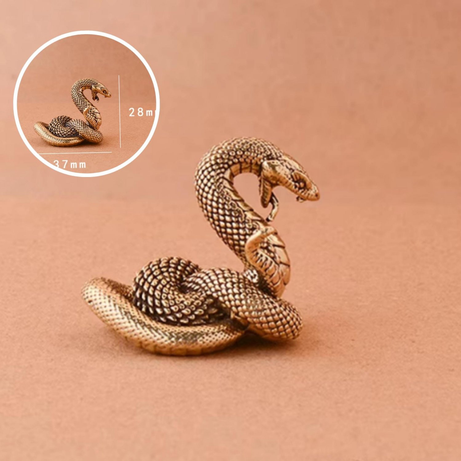 1Pc Pure Copper Snake Antique Bronze, Handcrafted Copper Snake Miniature Statue, Elegant Copper Snak