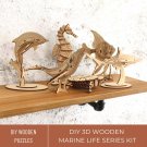 3D Wooden Marine Life Puzzle, Wooden Ocean Series Whale, Dolphin, Shark, Seahorse, Wooden Ocean Puzz