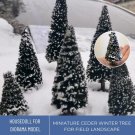 2 Pcs Miniature Ceder Winter Tree, Miniature Cedar Tree Snow-Covered for Diorama, Mini Christmas Tre