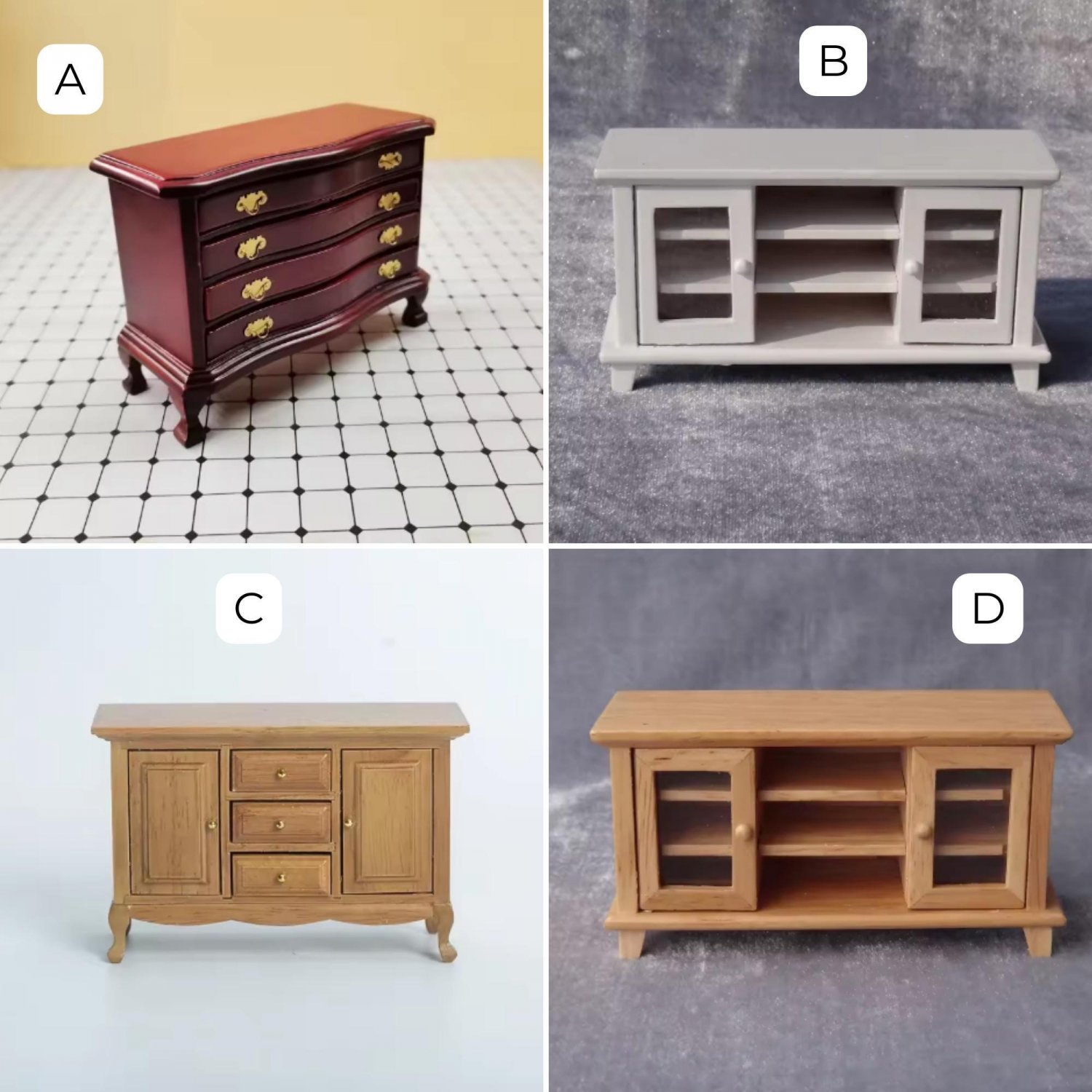 1Pc Miniature Buffet Table Dollhouse Furniture, Wooden Buffet Cabinet Miniature Decor, Mini Buffet F