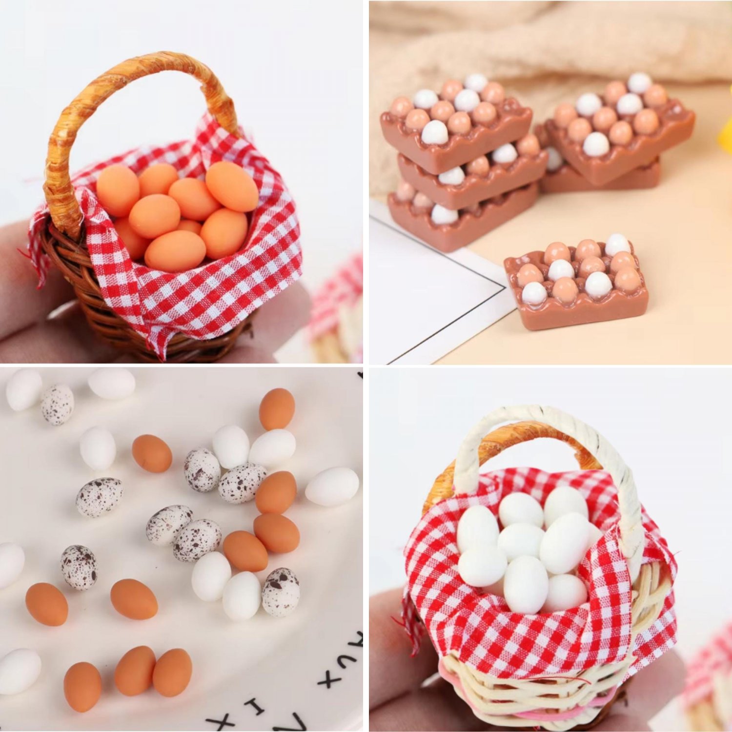 Miniature Egg Basket Kitchen Decor, Miniature Duck Egg, Miniature Food Egg, Food Accessories For Dol